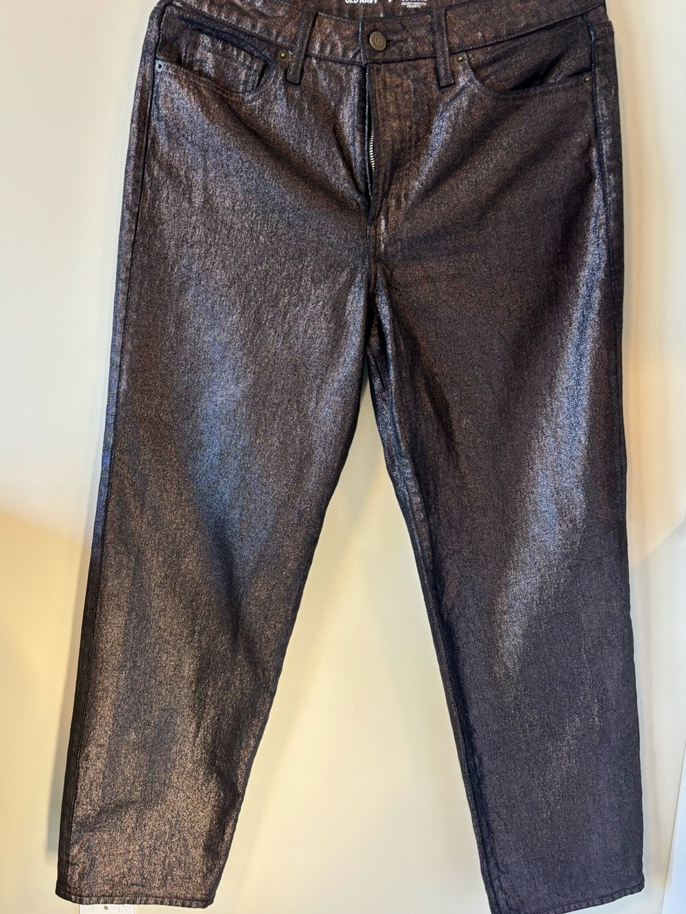 Old Navy Women's Metallic Chocolate Brown Straight Leg Jeans
